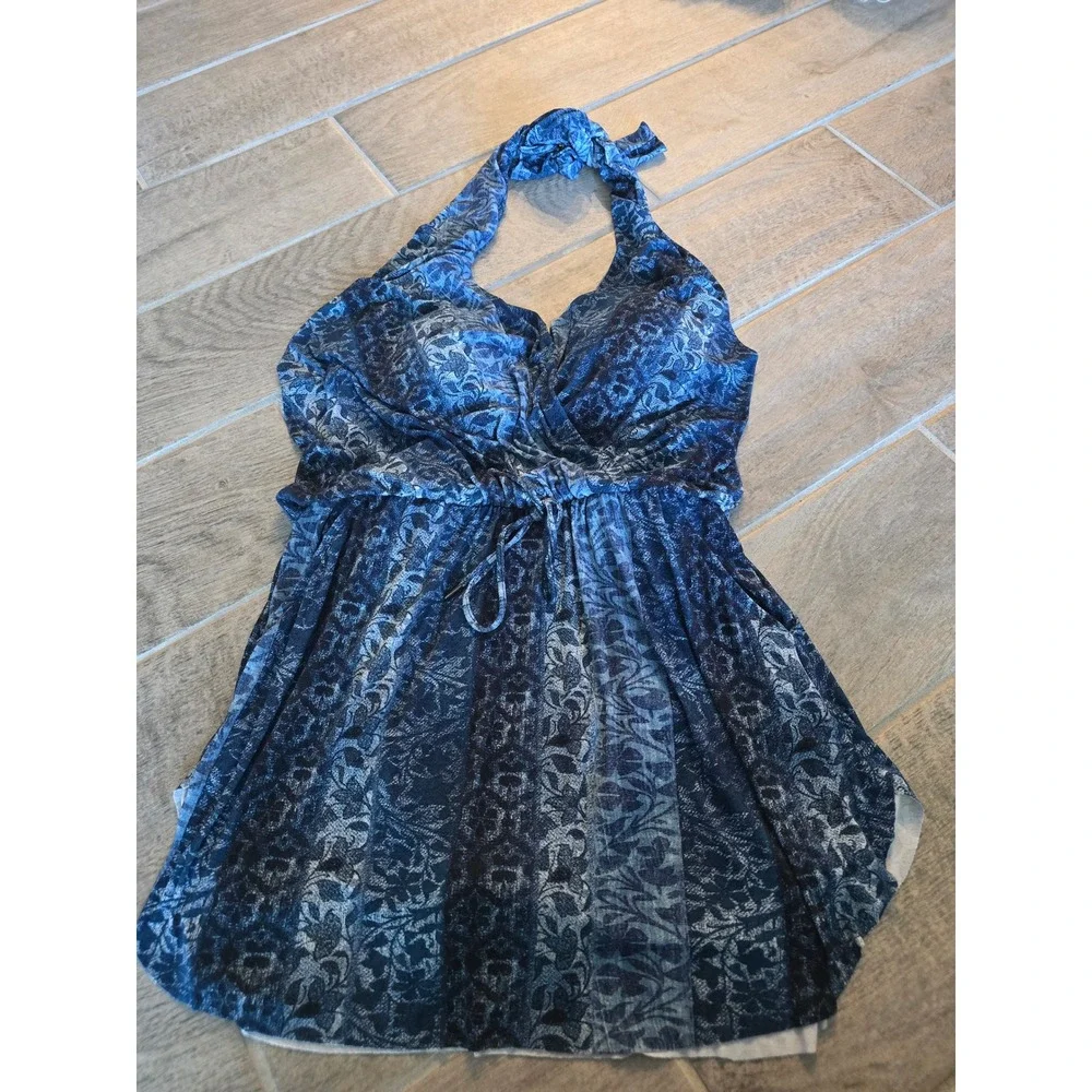 Magicsuit Ellie Via Roma Halter Swimsuit Dress One Piece Size 8 Blue